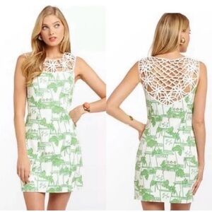 Lilly Pulitzer Lacina Mint Julep Kentucky Derby Shift Lattice Dress Size 10